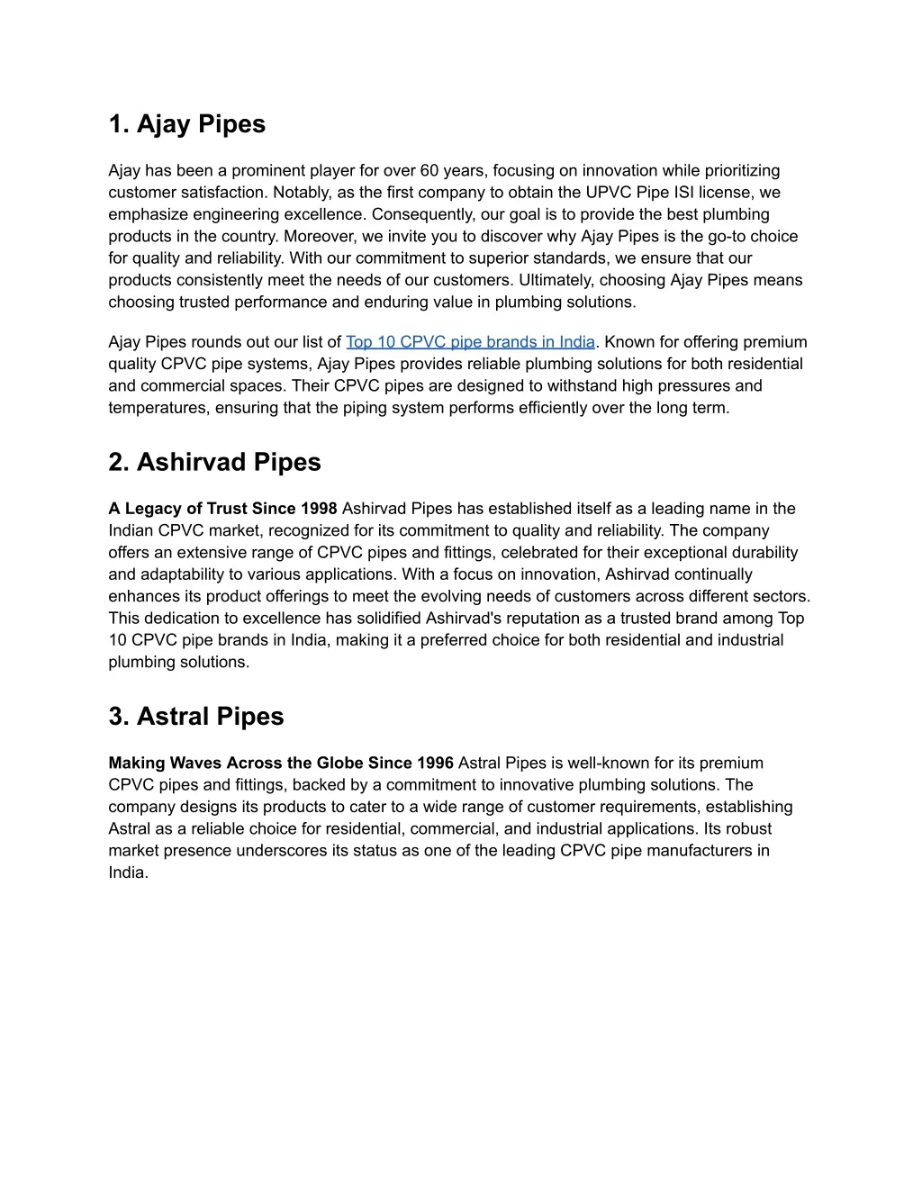 PPT Top 10 CPVC pipe brands in India PowerPoint Presentation, free