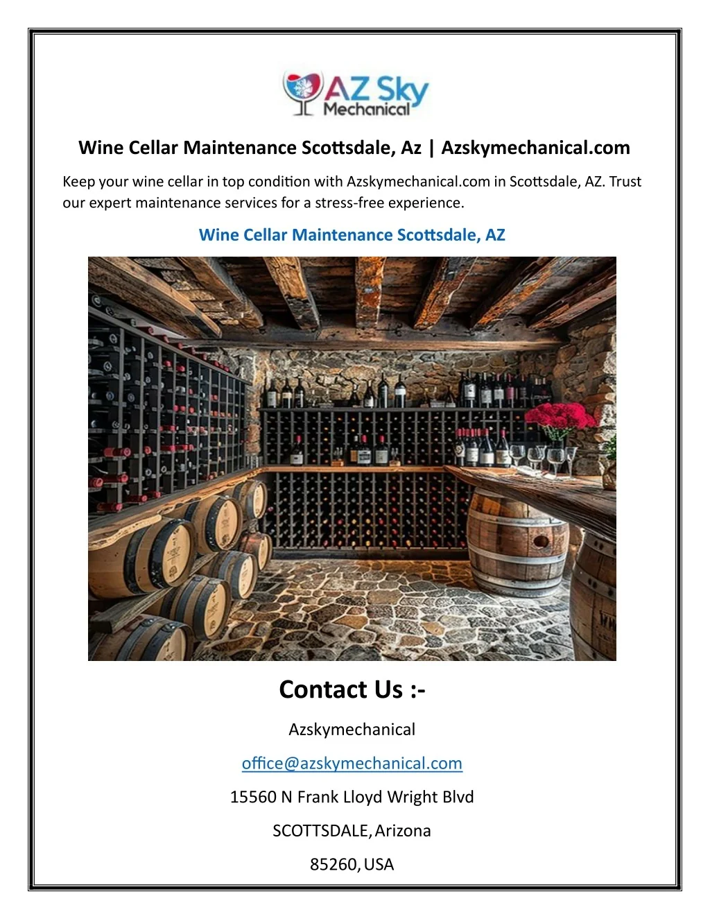 Image showcasing PPT - Wine Cellar Maintenance Scottsdale, Az Azskymechanical.com ...