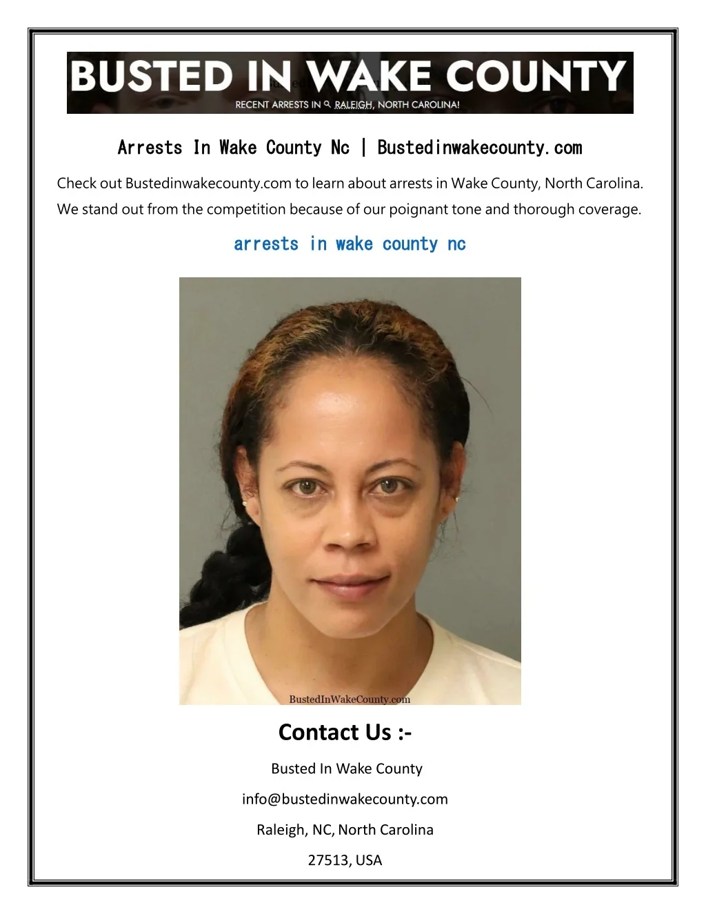 PPT Arrests In Wake County Nc PowerPoint